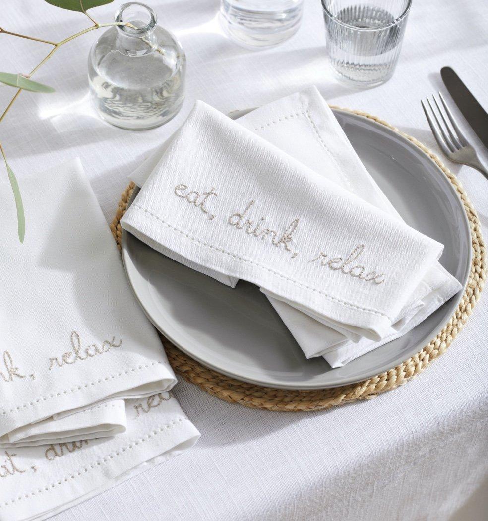 eat, drink, relax, napkins