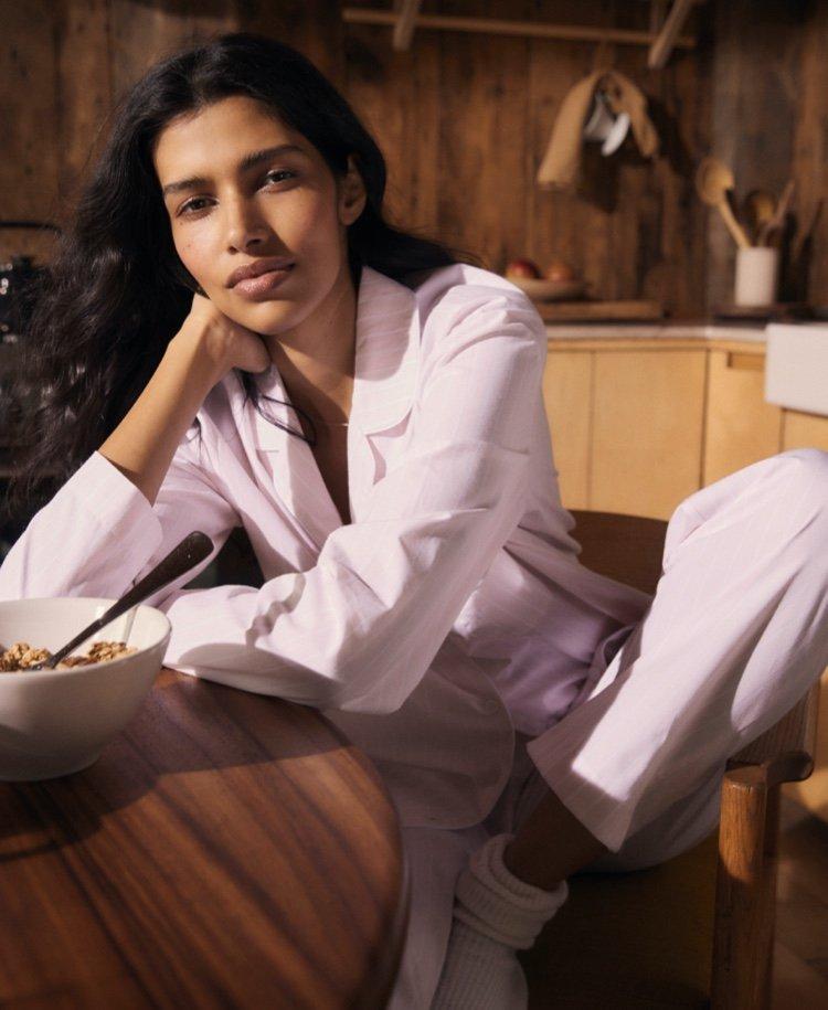 chalk-stripe cotton pyjama shirt