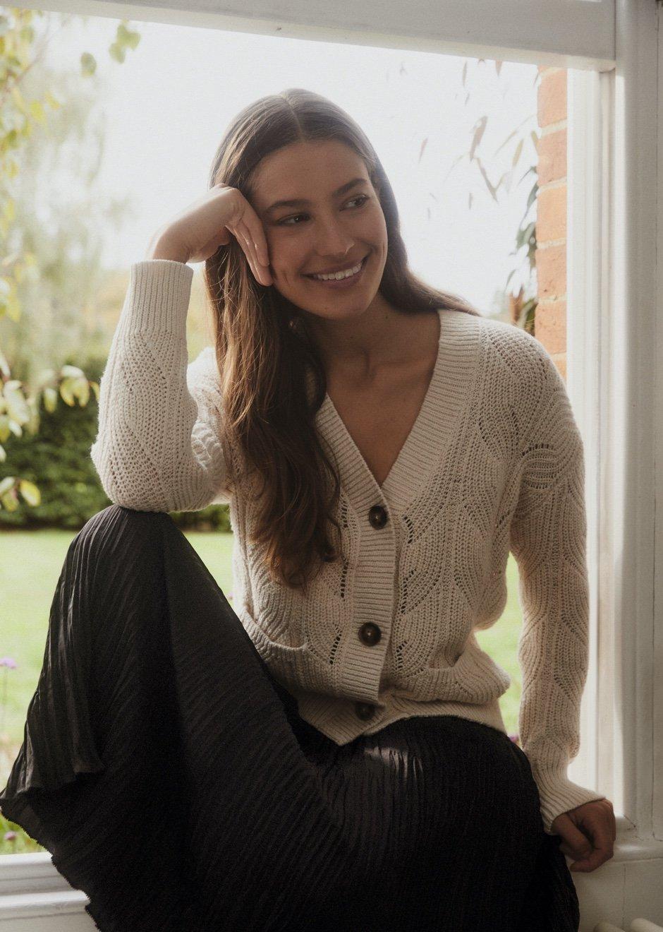 shop textured stitch v neck cardigan