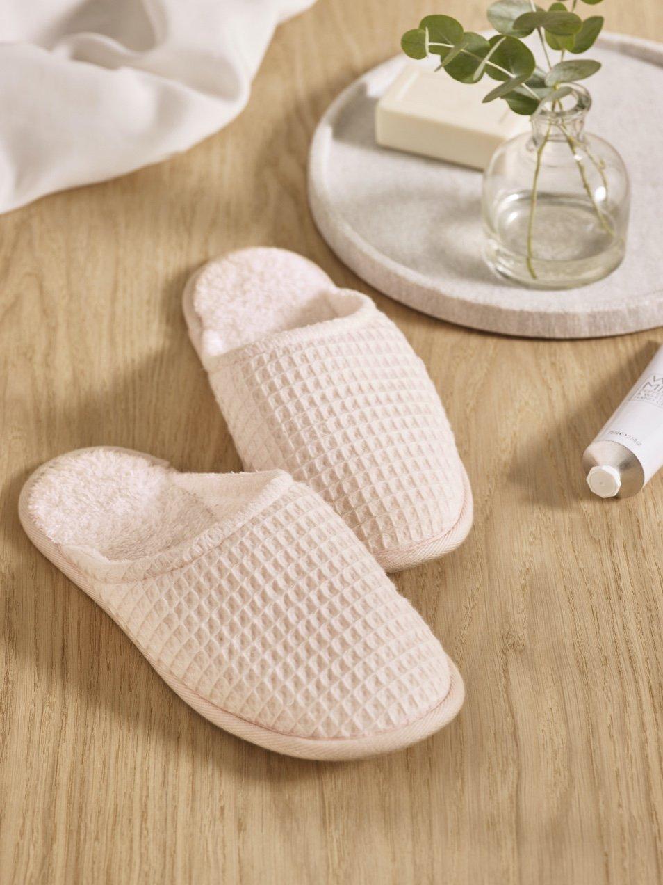 waffle towelling slippers