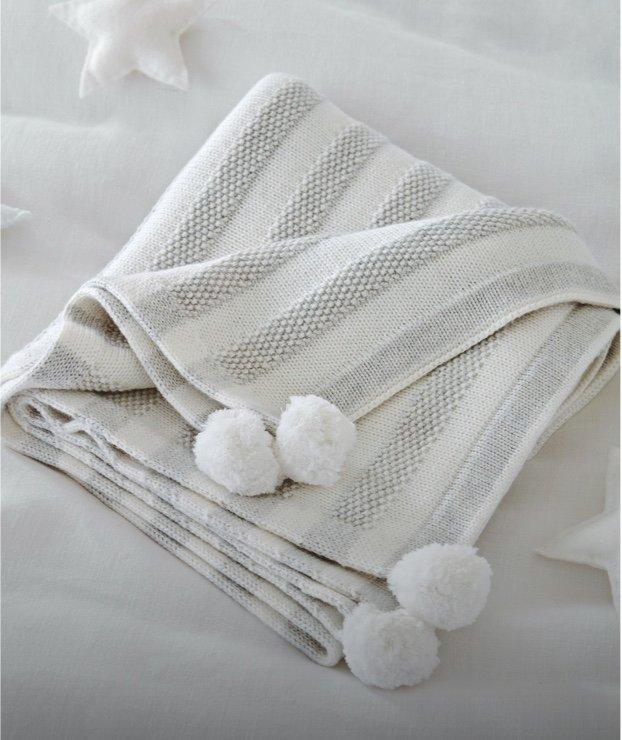 striped cotton-cashmere blanket