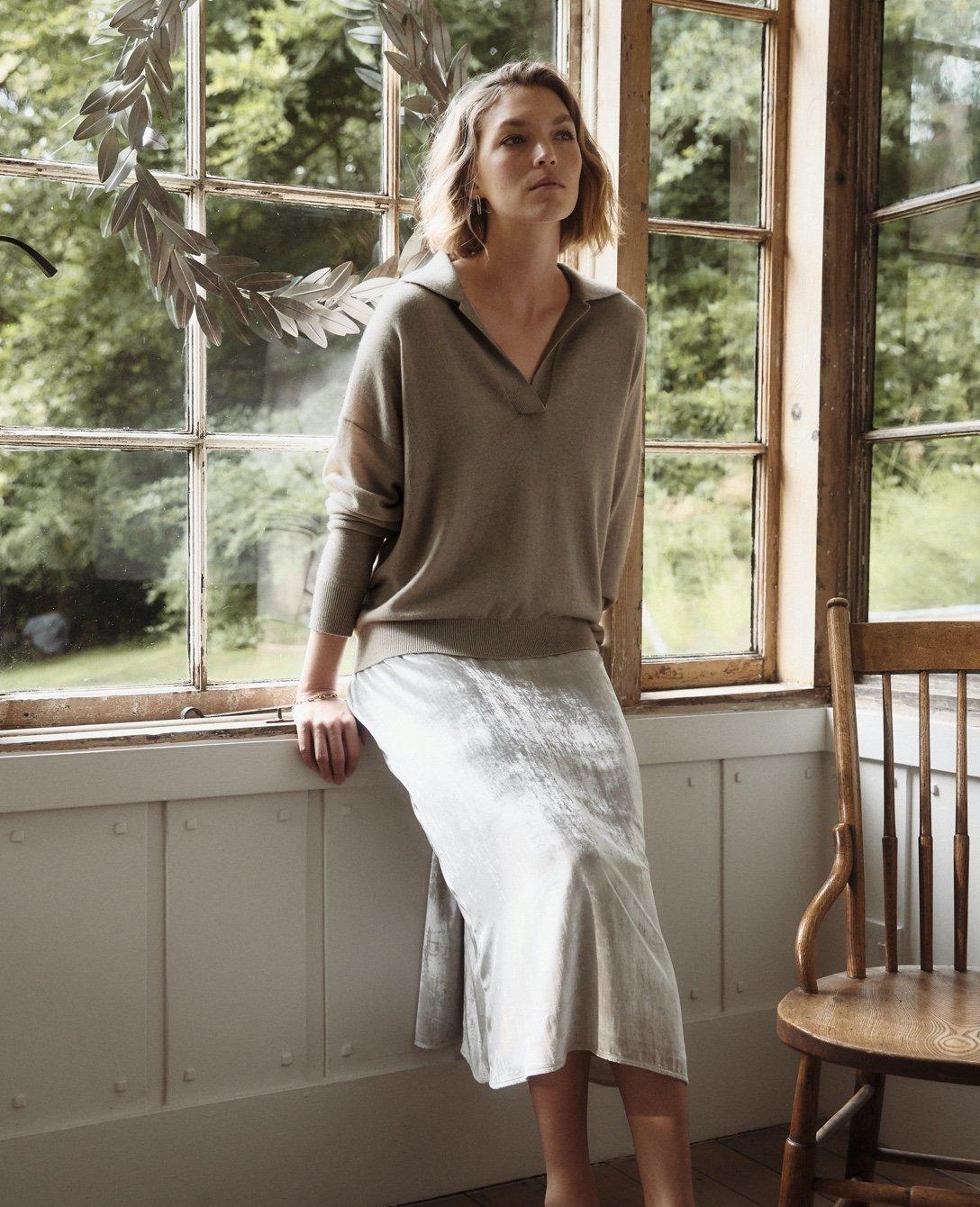 collared sweater with cashmere