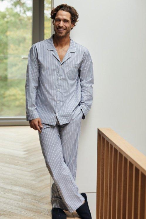 men's chalk stripe cotton pyjama set