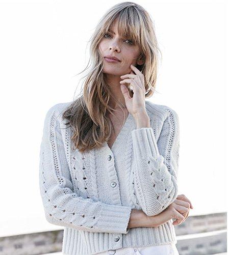wool-rich cropped cable cardigan