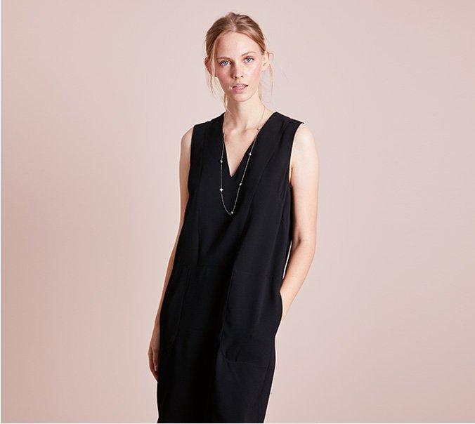 Crepe black shift dress