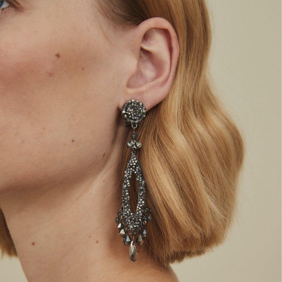 black beaded statement earrings