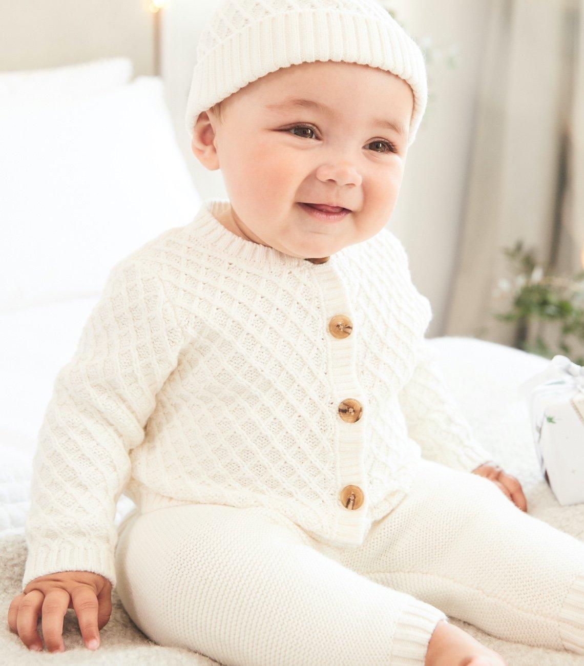 knitted organic cotton baby gift set