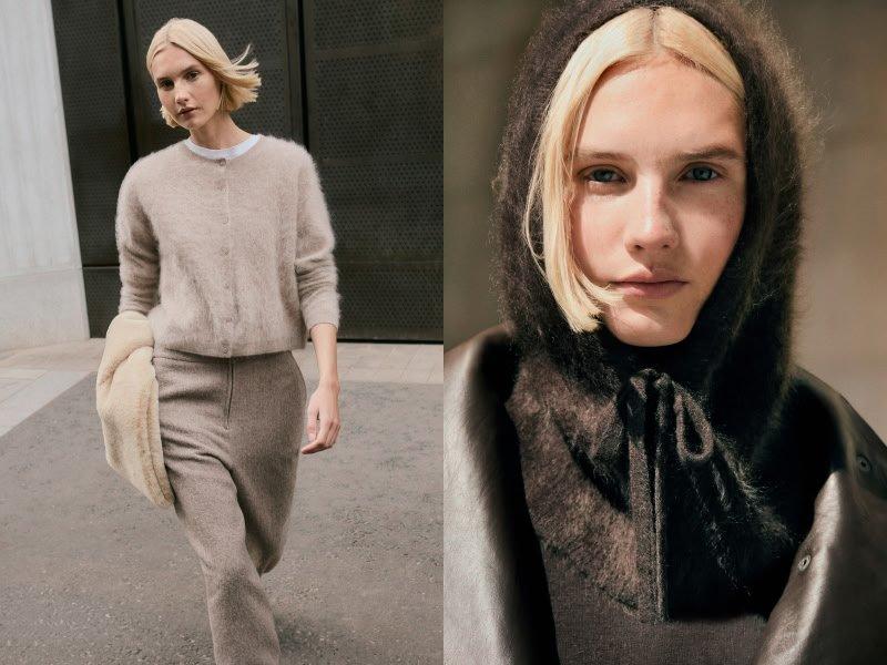 two women wearing fur coats and sweaters walking down the street