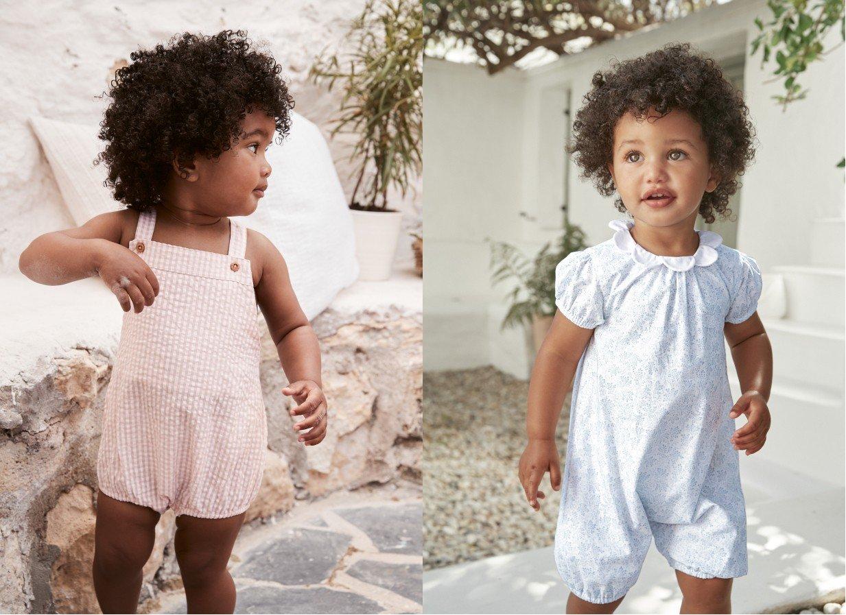 foliage-print petal collar shortie romper
