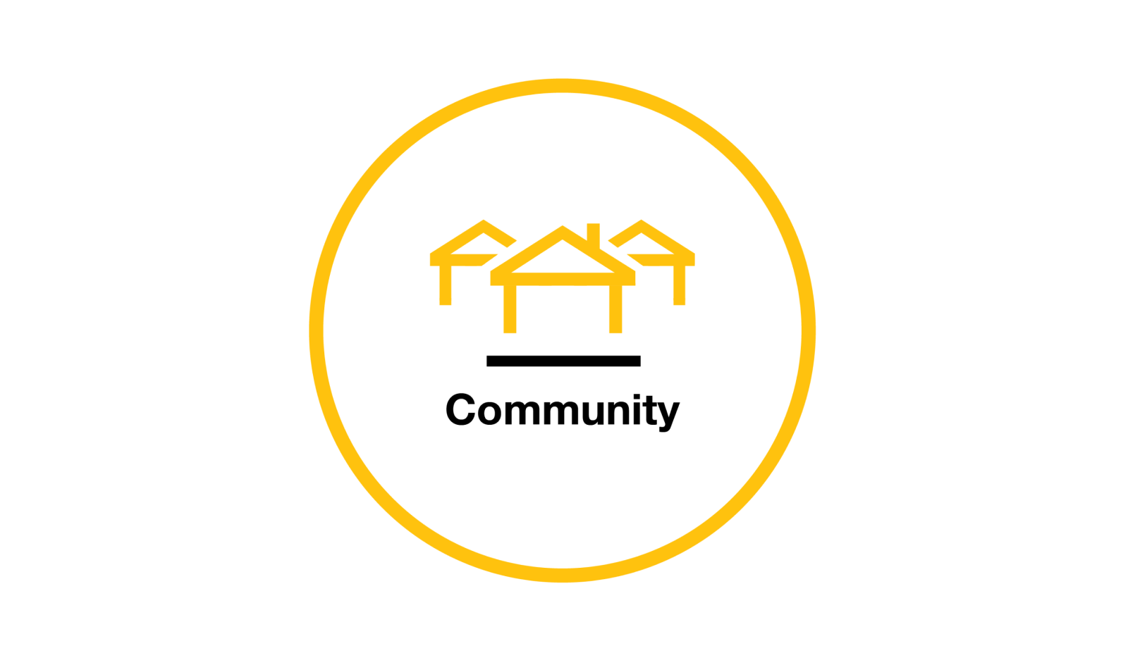 a yellow and black circle with a yellow house icon