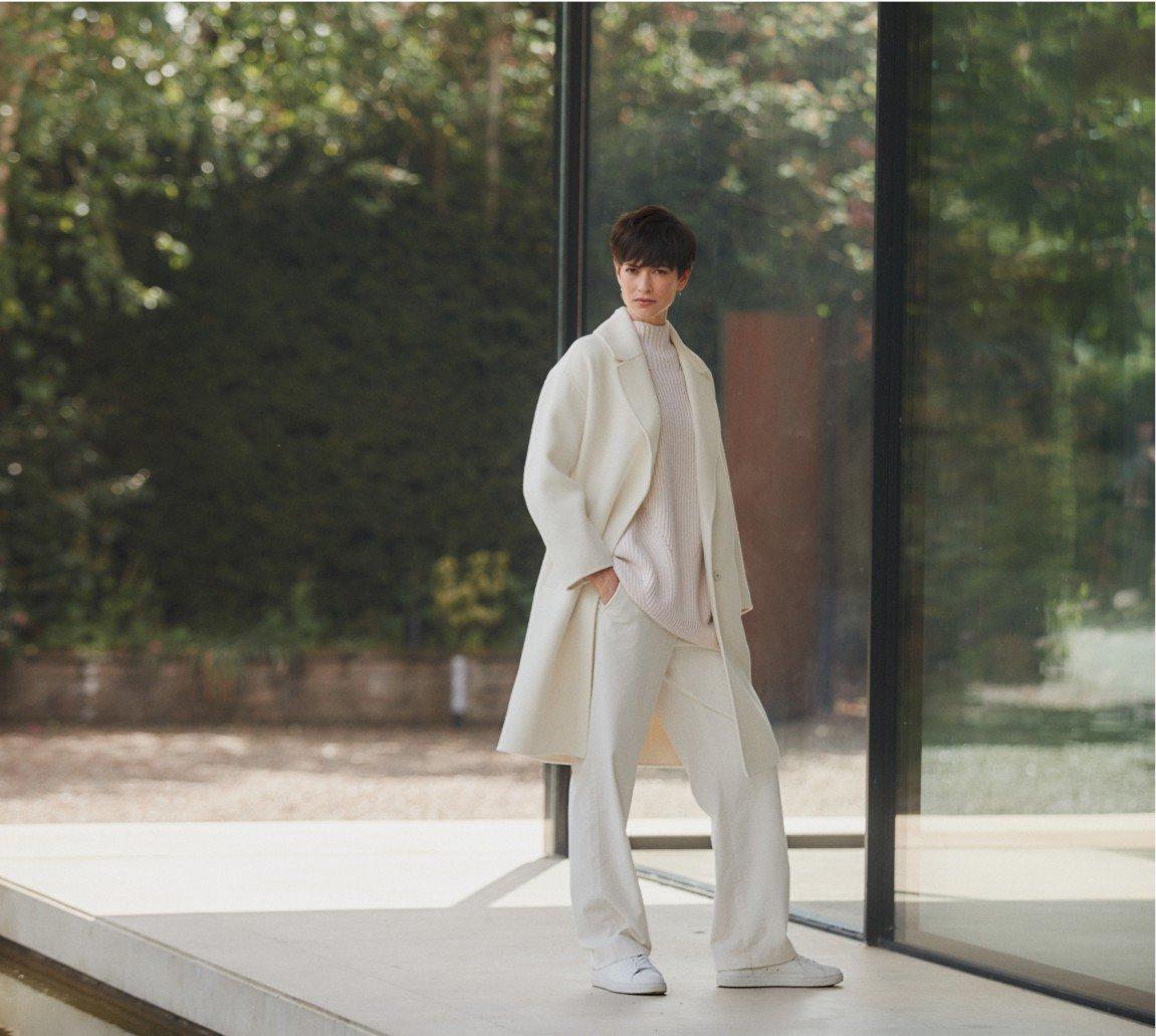 wool-rich double-faced layering coat