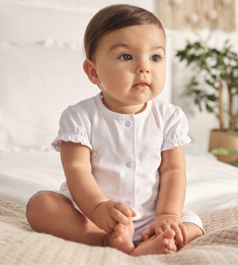 organic cotton beach bunnies embroidered shortie romper