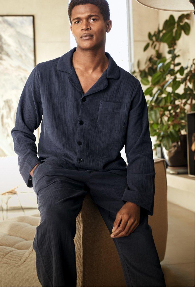 mens double cotton pyjama set