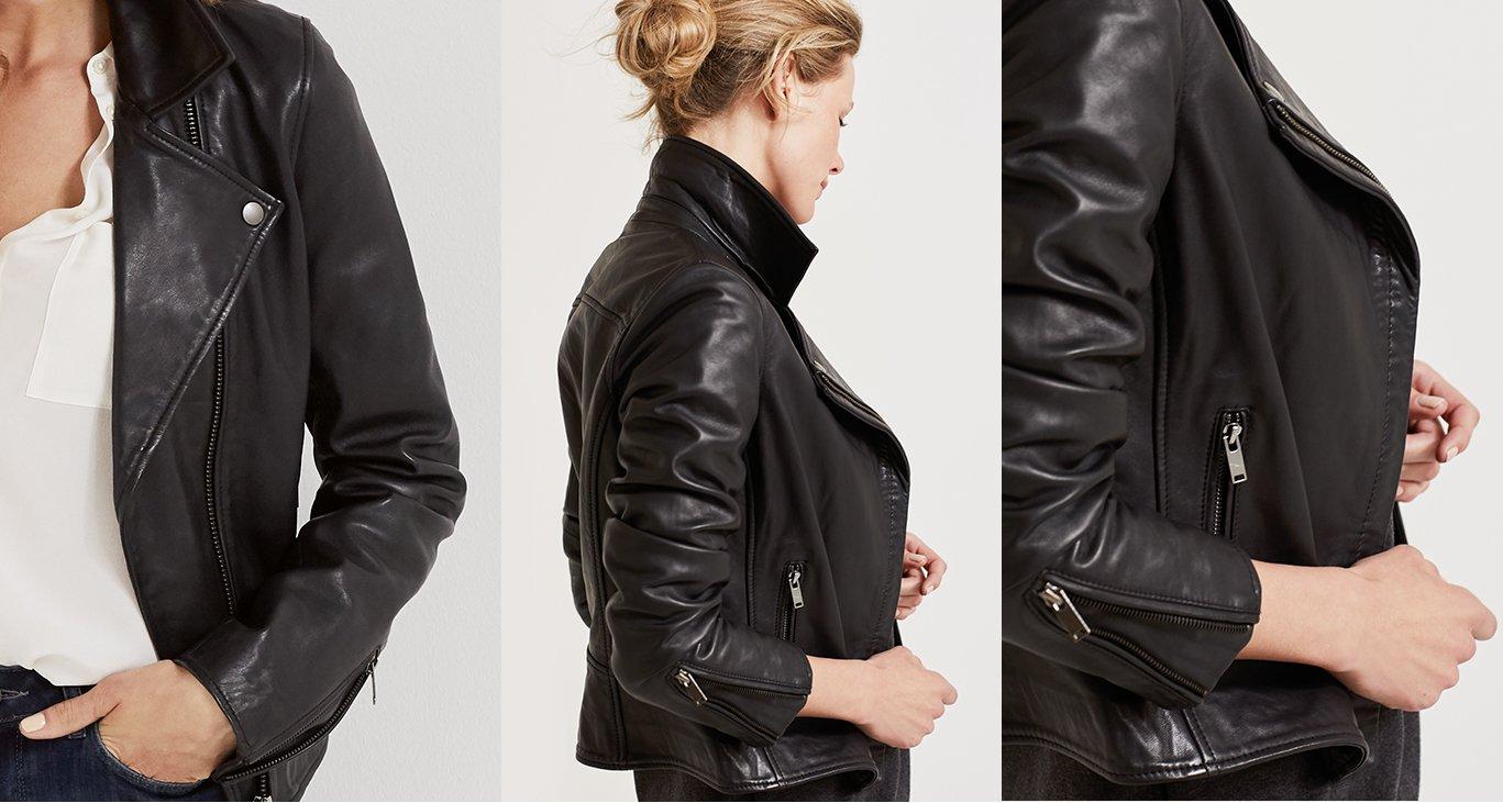 white company leather jacket