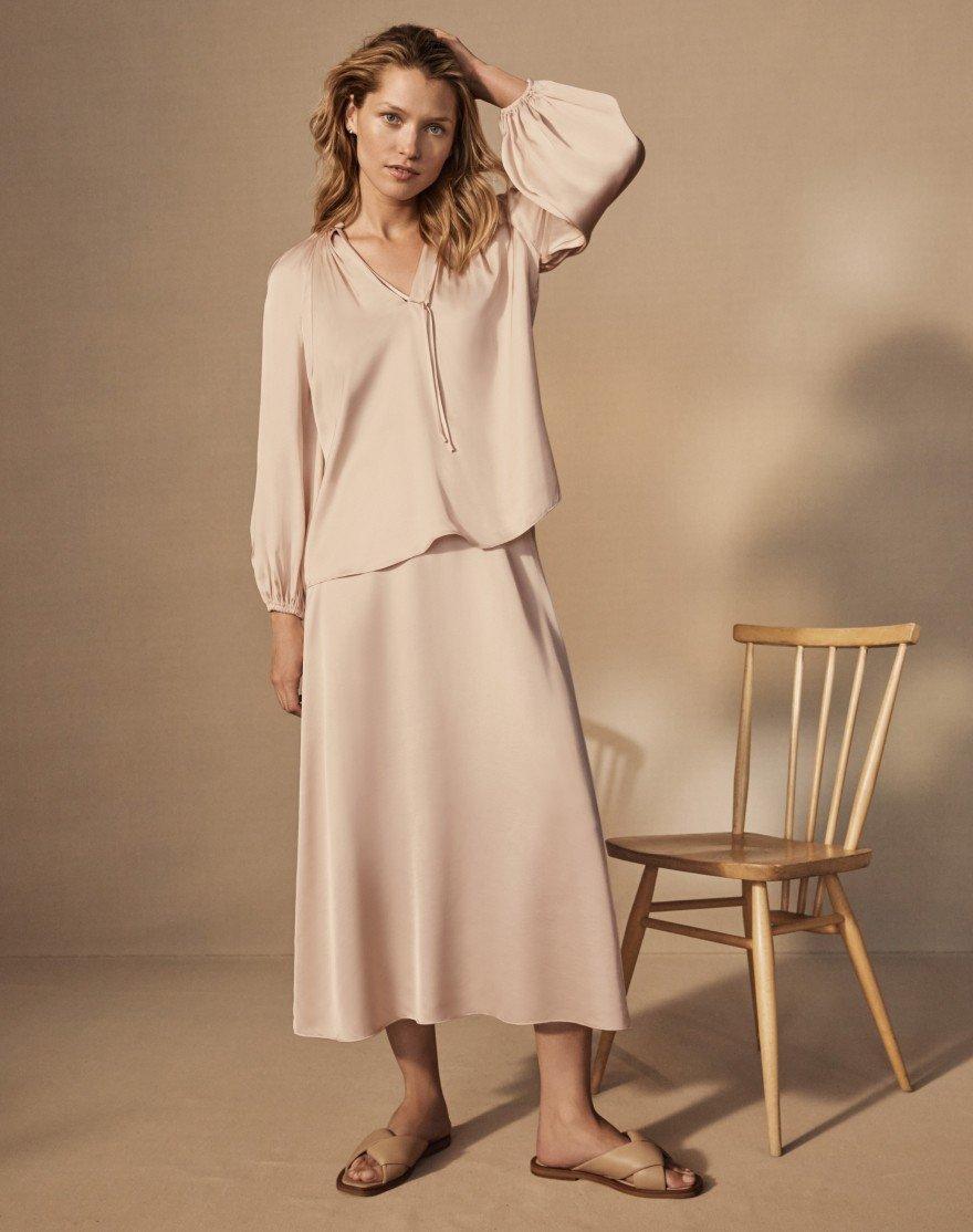 washed-satin boho blouse