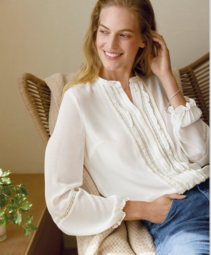 lace insert georgette blouse