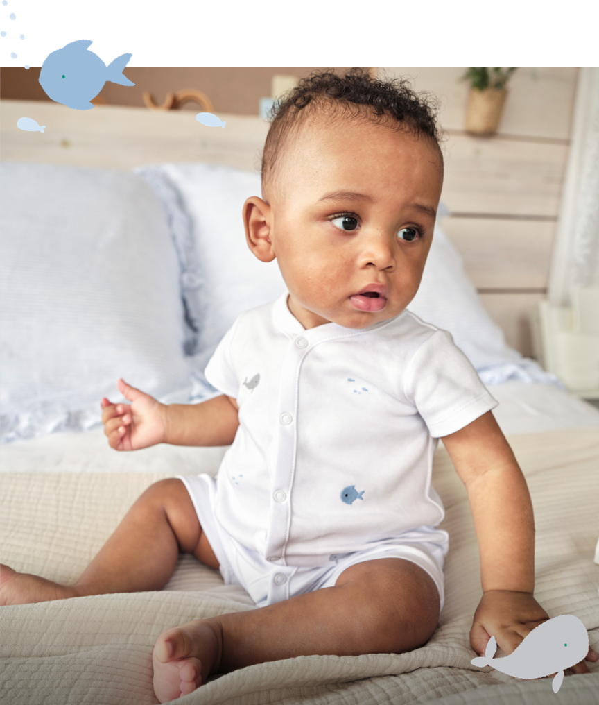 whale embroidered shortie