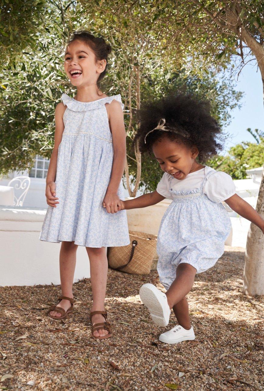 blue floral swing dress