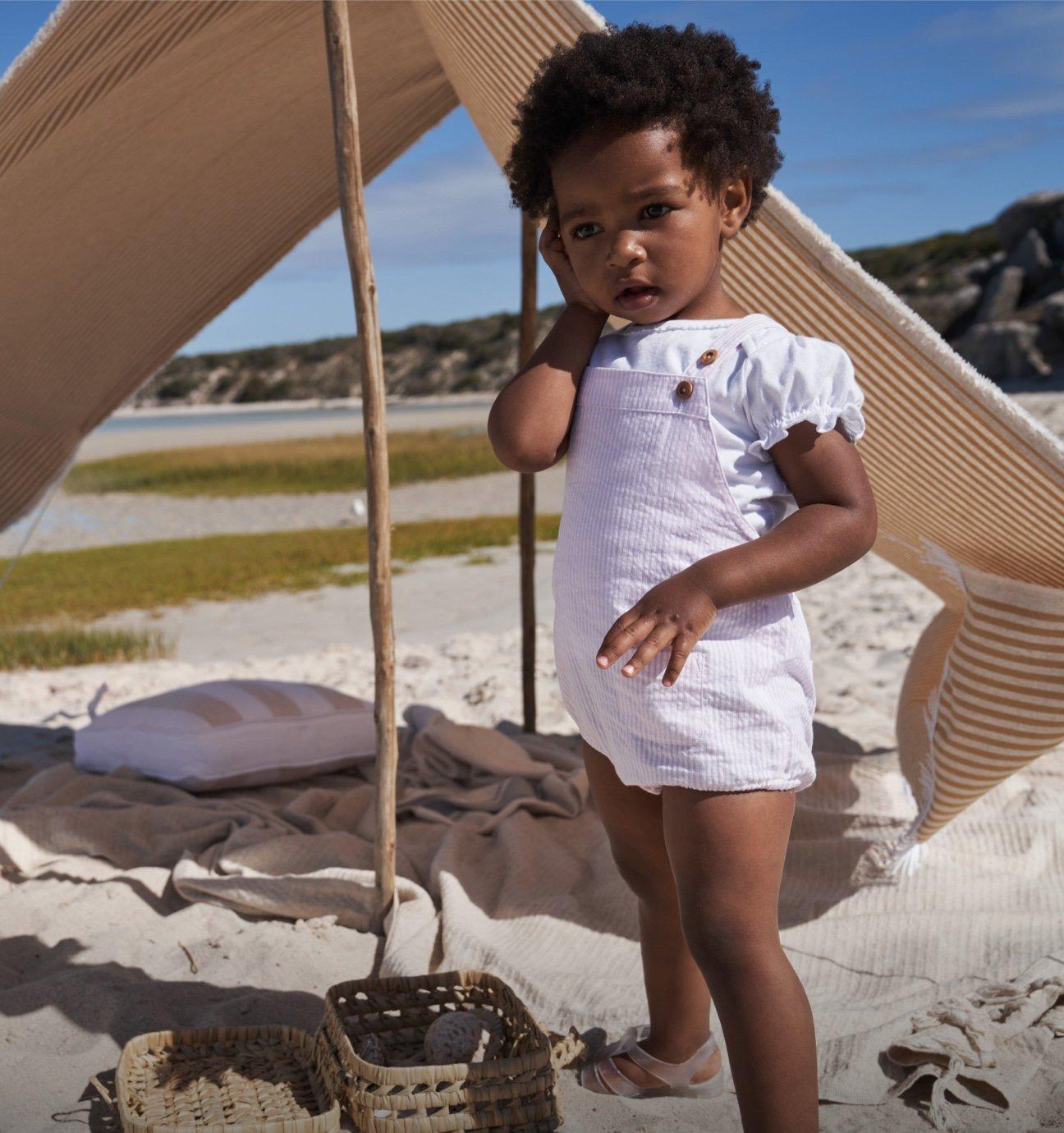 stripe bubble romper & top set