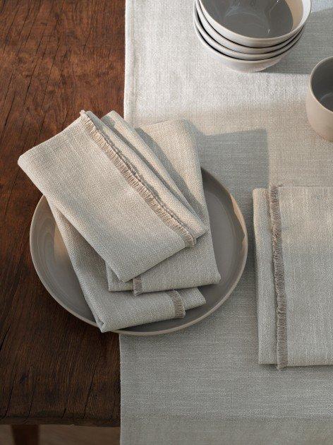 a table with a plate and napkins on it and a bowl