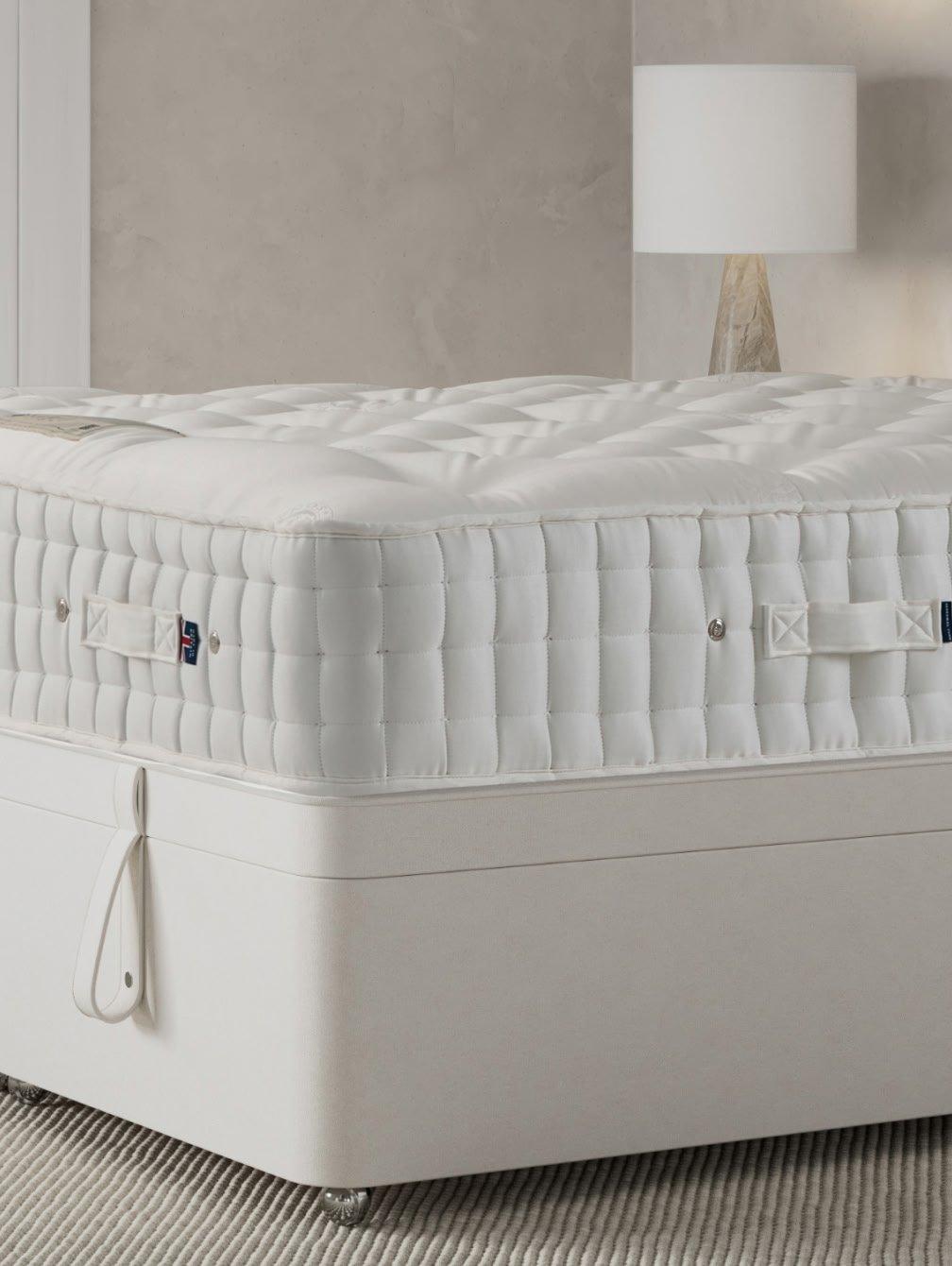 a mattress with a mattress pad on top of a wooden floor