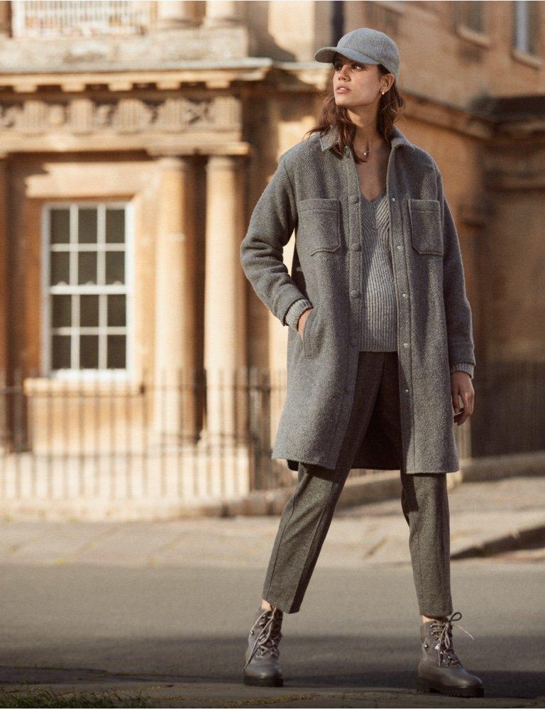 wool-rich long-line shacket