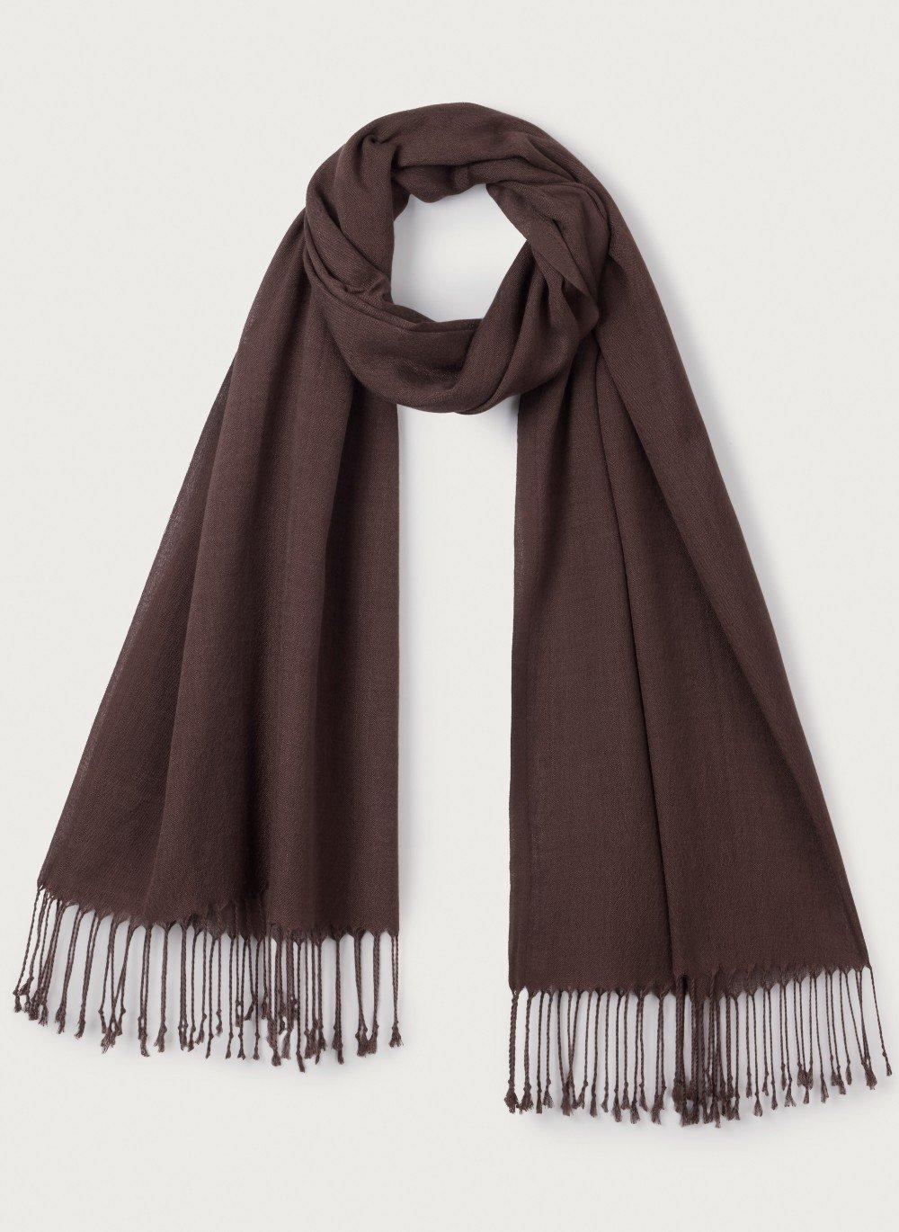 Plain Wool Fringe Scarf with TENCEL™ Modal