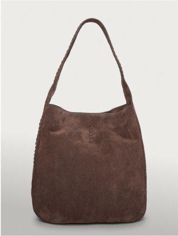 a brown suede bag