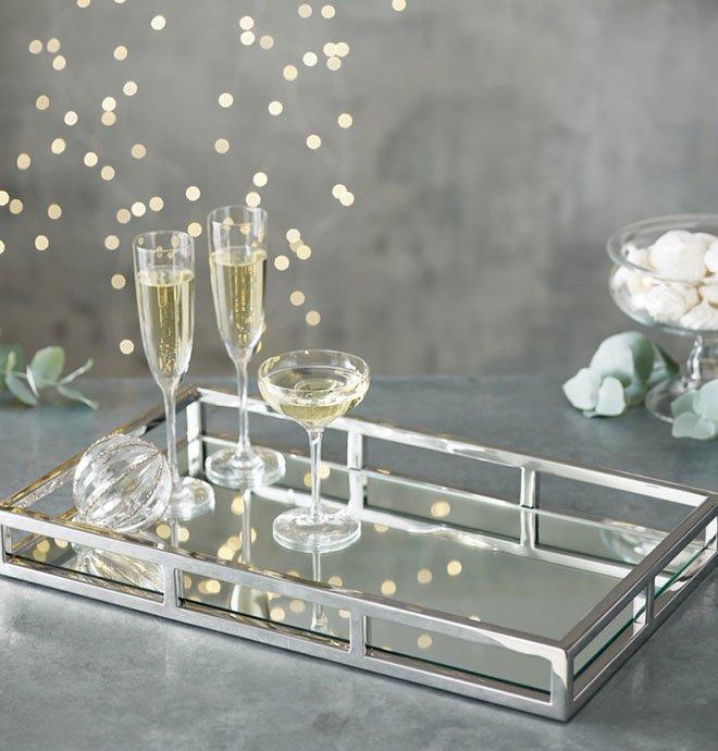 mirrored rectangular tray
