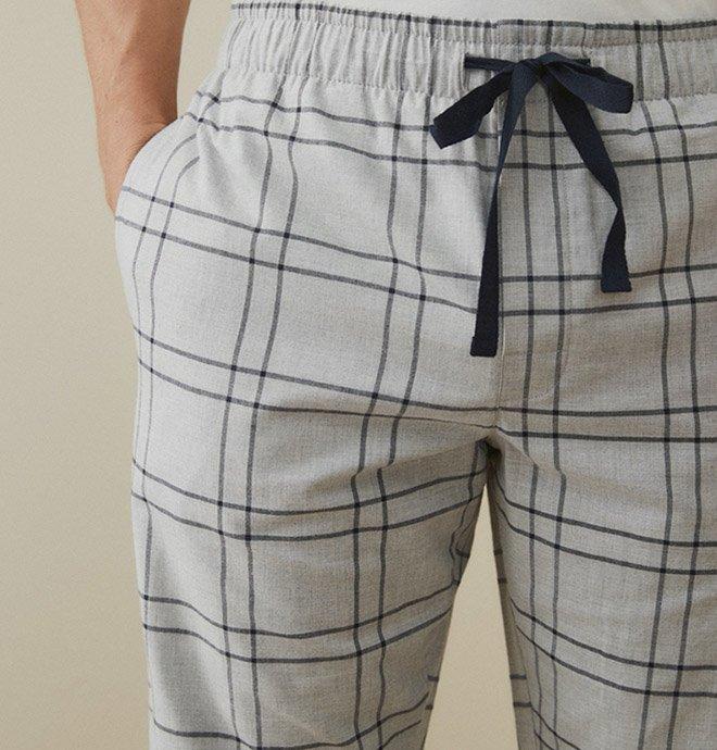 mens flannel check pajama bottoms