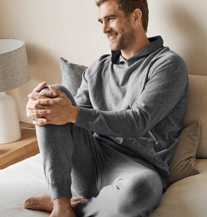 mens contrast cotton cashmere hoodie