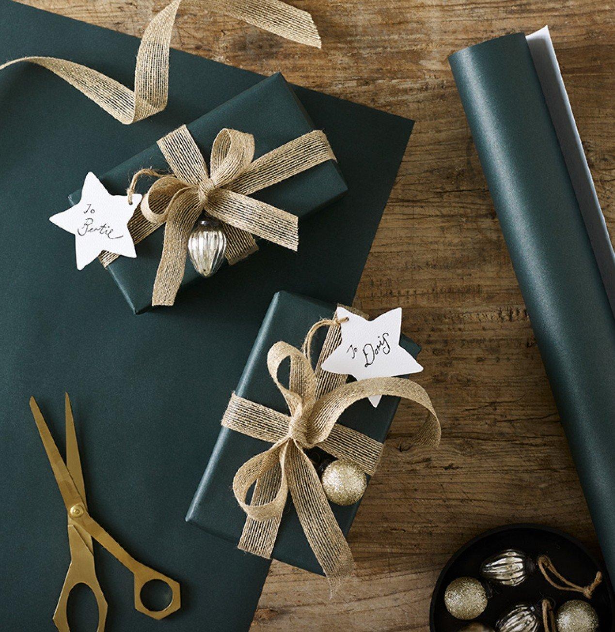 Christmas Wrapping Paper, Luxury Rose Gold Gift Wrap, Tag & Ribbons UK
