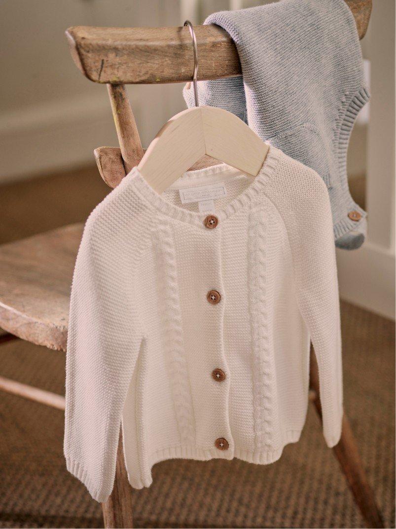 cable knit organic cotton cardigan