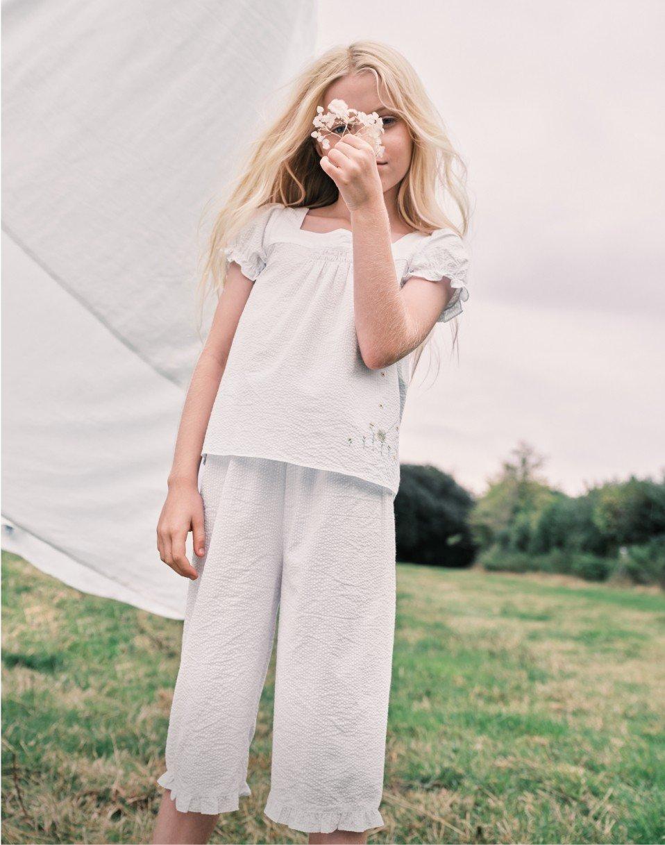 embroidered pressed flowers pyjamas