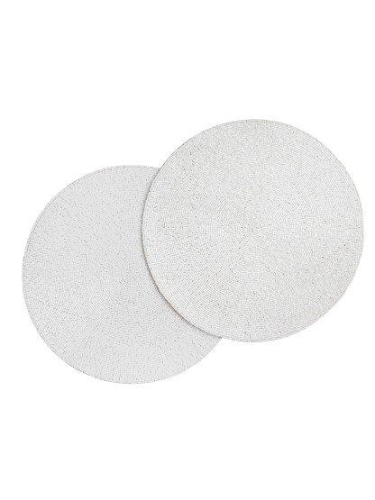 two white round discs on a white background