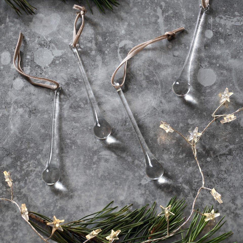 long glass drops - set of 4