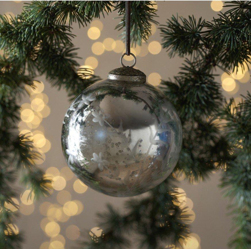 mercury etched bauble - 10cm