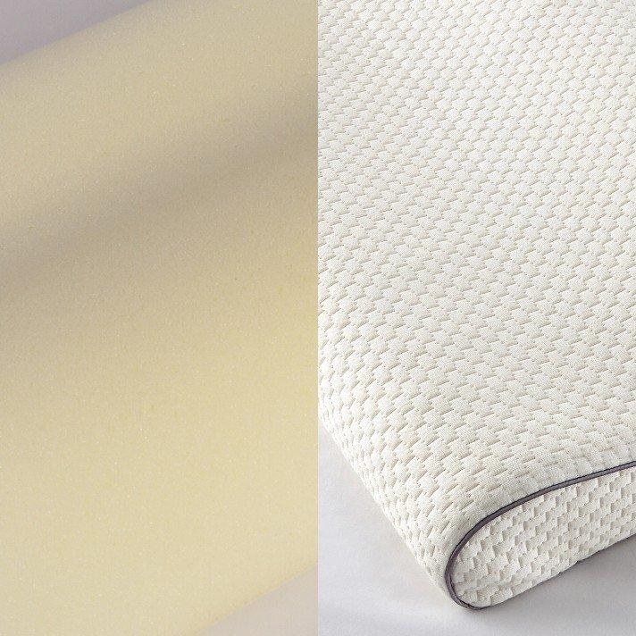 two different pictures of a pillow with a white cover
