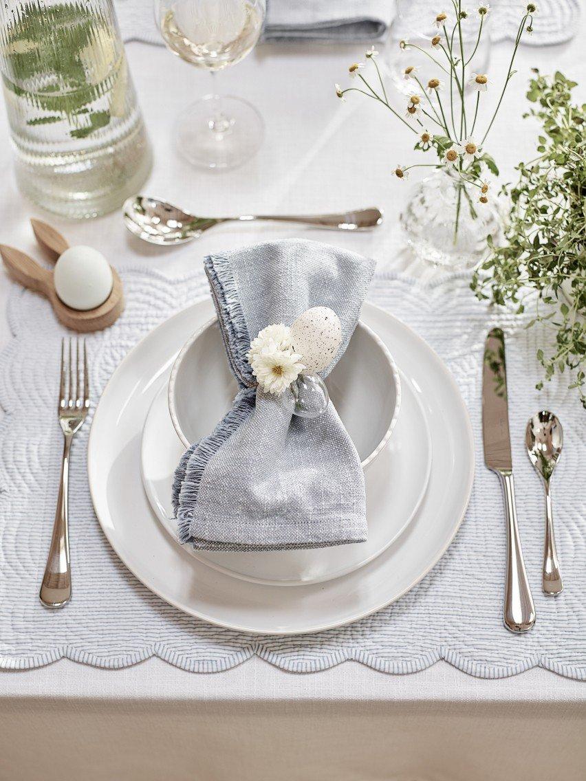 soft blue fringed napkins