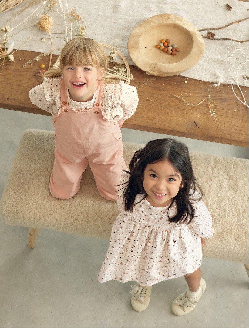 frill-detail cord dungarees
