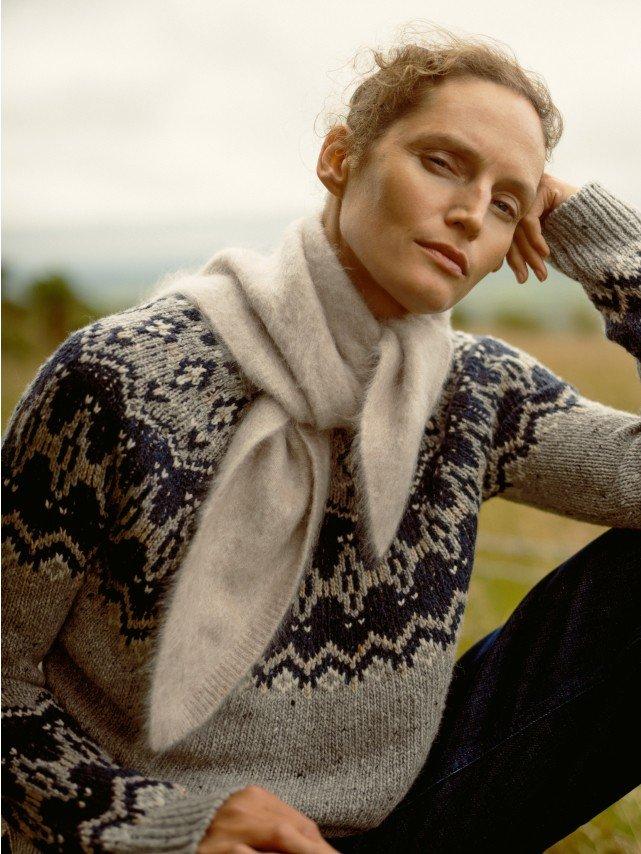 longline chunky fair isle jumper with alpaca