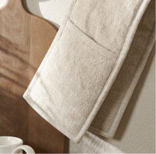 rustic linen double oven glove