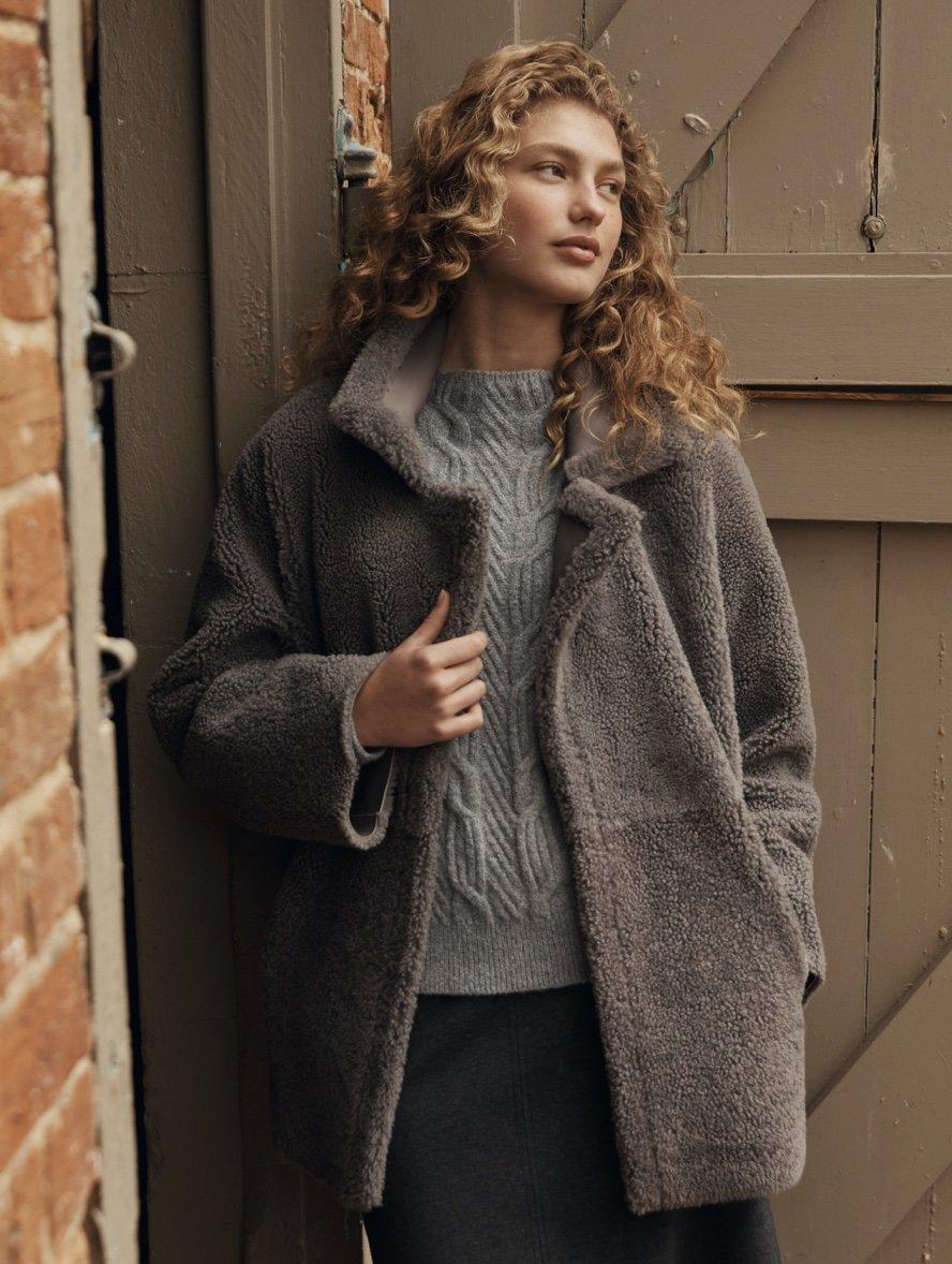 Curly sheepskin outlet coat