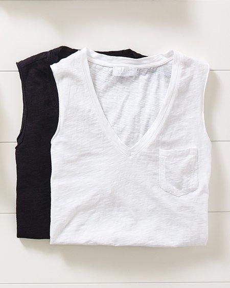 Cotton V-Neck Pocket Vest