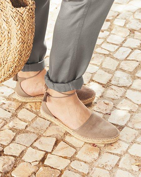 SUEDE ANKLE TIE FLAT ESPADRILLES