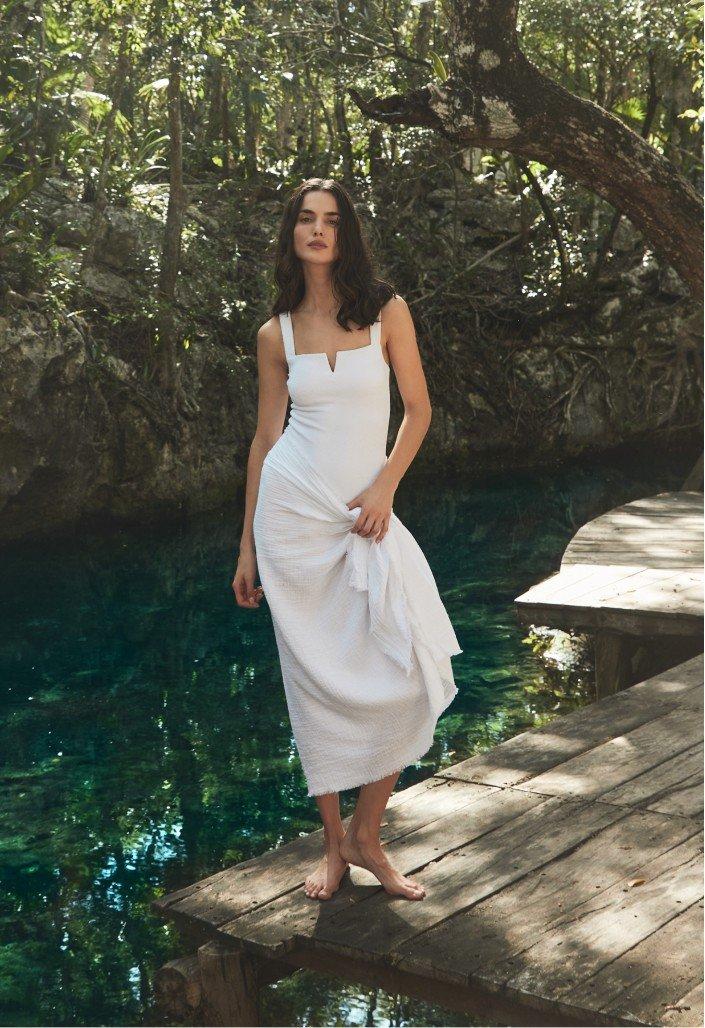textured square neck swimsuit