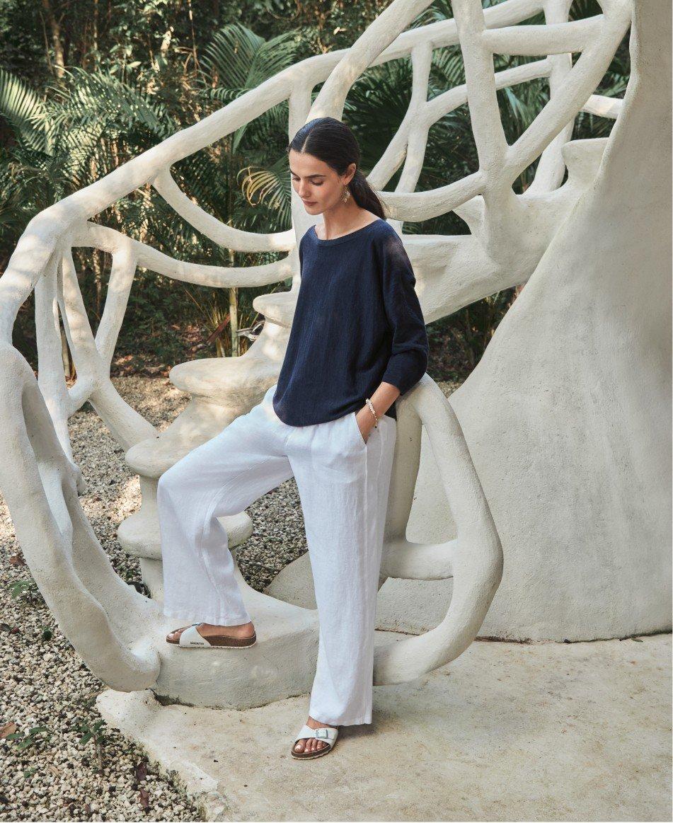 linen cotton slash neck jumper