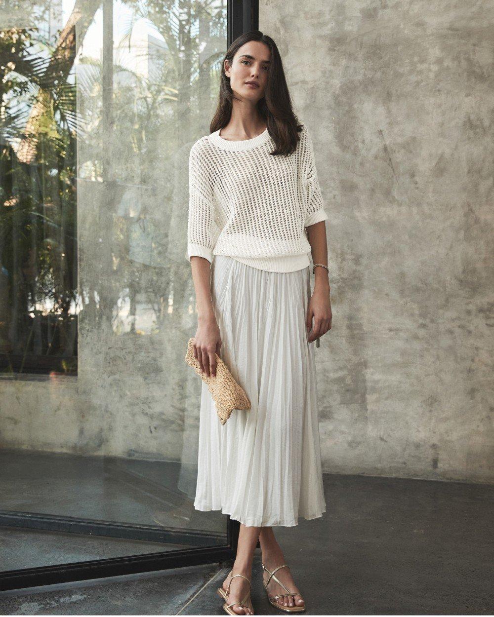 cotton open knitted sequin tee
