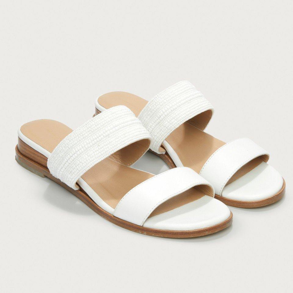 beaded low wedge sandals