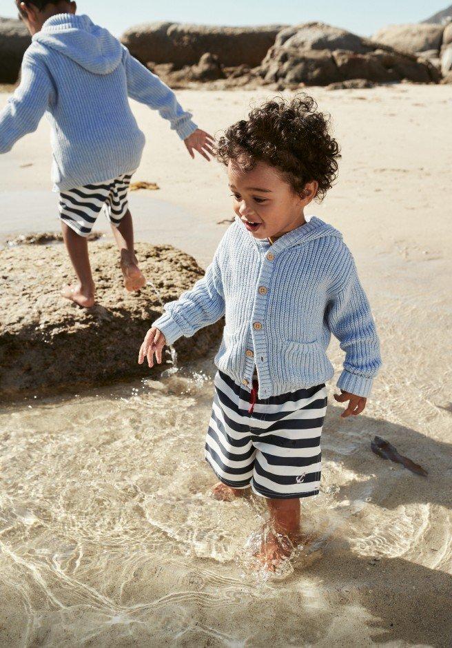 stripe recycled-polyester swim shorts